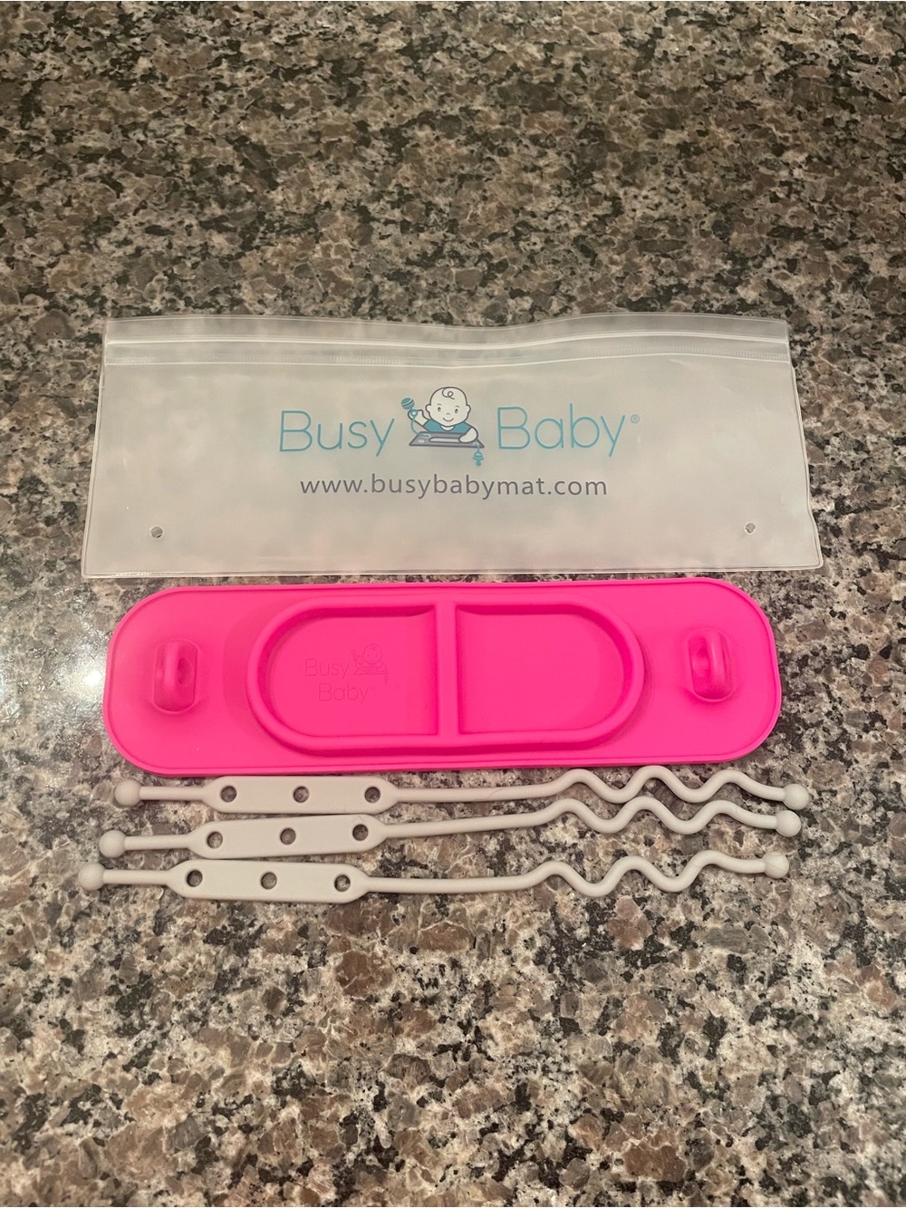 Pink Suction Snack Tray with Straps
